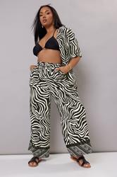 YOURS Plus Size Black & White Zebra Wide Leg Trousers | Yours Clothing 3