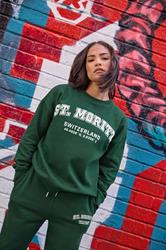 PixieGirl Petite Women's Green St Moritz Slogan Sweatshirt | PixieGirl 3