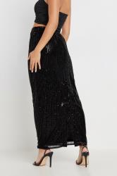 PixieGirl Petite Women's Black Sequin Embellished Maxi Skirt | PixieGirl 4