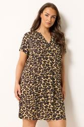 YOURS Plus Size Black Leopard Pleat Front Dress | Yours Clothing 3