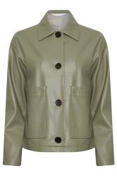 PixieGirl Petite Women's Green Faux Leather Pocket Jacket | PixieGirl 5