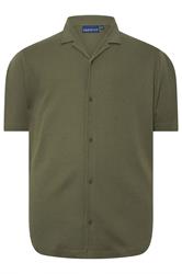 BadRhino Big & Tall Khaki Green Short Sleeve Textured Jersey Shirt