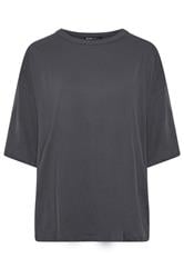 YOURS Curve Charcoal Grey Oversized Boxy T-Shirt