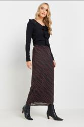 LTS Tall Burgundy Red Mesh Abstract Maxi Skirt | Long Tall Sally 3