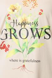 YOURS Plus Size Natural Brown 'Happiness Grows' T-Shirt | Yours Clothing 4