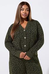 LIMITED COLLECTION Plus Size Khaki Green Leopard Print Cardigan | Yours Clothing  3