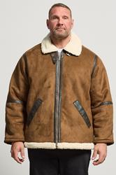 JACK & JONES Big & Tall Cognac Brown Aviator Jacket | BadRhino 3