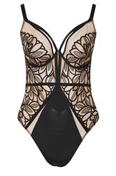 PLAYFUL PROMISES Plus Size Black Floral Embroidered Strappy Bodysuit | Yours Clothing 3