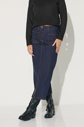 PixieGirl Petite Women's Dark Blue Pocket Patch Denim Skirt | PixieGirl 1