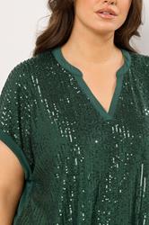 EVANS Plus Size Green Sequin Embellished Top | Evans 4
