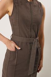 LTS Tall Chocolate Brown Zip Front Denim Midi Dress | Long Tall Sally 6