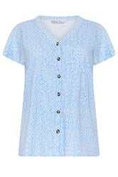 M&Co Blue Floral Print Cotton Frill Sleeve Blouse