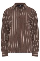 LTS Tall Women's Chocolate Brown Stripe Linen Shirt | Long Tall Sally 7