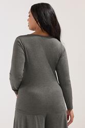 BUMP IT UP MATERNITY Plus Size Charcoal Grey Twist Front Top | Yours Clothing 2