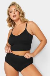Plus Size Black Seamless Padded Crop Bralette Top | Yours Clothing 2