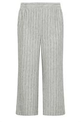 YOURS Plus Size Grey Stripe Linen Look Trousers | Yours Clothing 5
