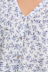 YOURS Plus Size White & Blue Leaf Print Linen Blouse | Yours Clothing 4