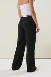 LTS Tall Black Cross Over Contrast Waistband Trousers | Long Tall Sally 4