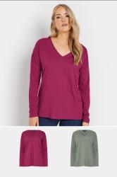 LTS Tall 2 PACK Berry Pink & Grey Cotton Long Sleeve T-Shirts | Long Tall Sally 3