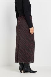 LTS Tall Burgundy Red Mesh Abstract Maxi Skirt | Long Tall Sally 2