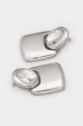 Silver Tone Diamante Drop Statement Earrings | Yours Clothing 2