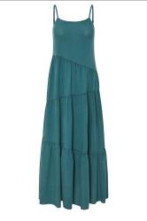 PixieGirl Petite Teal Green Acid Wash Asymmetric Tiered Maxi Dress