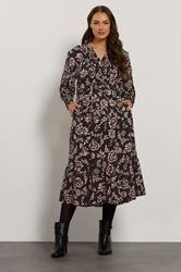 EVANS Plus Size Black Floral Pintuck Modal Dress | Evans 1