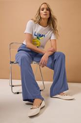 LTS Tall Blue Acid Wash Wide Leg Trousers | Long Tall Sally 1