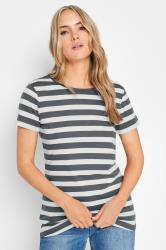 LTS Tall 2 PACK Green & Grey Stripe Cotton T-Shirt | Long Tall Sally 2