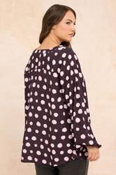 EVANS Plus Size Purple Spot Print Pleated Swing Top | Evans 2