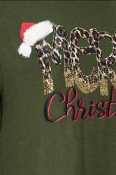 YOURS Plus Size Khaki Green 'Merry Christmas' Sequin Embellished Sweatshirt | Yours Clothing  6