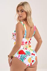 YOURS Plus Size Pink & White Mixed Summer Print Swimsuit | Yours Clothing 5