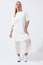 LIMITED COLLECTION Plus Size White Lace Trim Dress | Yours Clothing 3