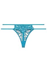 PLAYFUL PROMISES Teal Green Floral Embroidered Thong 6