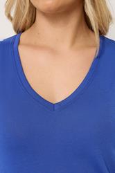 YOURS Plus Size Cobalt Blue V-Neck Basic Vest Top | Vest Top 4