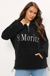 YOURS Plus Size Black 'St Moritz' Teddy Borg Fleece | Yours Clothing 1