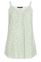 YOURS Curve Sage Green Ditsy Floral Vest Top