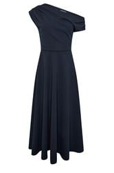 STAR Navy Blue Draped Midi Skater Dress | StarByJM 5