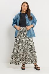 YOURS Plus Size Black Abstract Textured Tiered Skirt | Yours Clothing 1