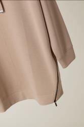 EVANS Plus Size Natural Brown Luxe Zip Detail Sweatshirt | Evans  6