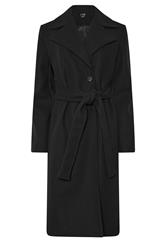 LTS Tall Black Formal Wrap Belted Midi Coat