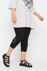 Plus Size Black Lace Cropped Leggings | Yours Clothing 3