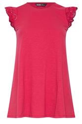 YOURS Curve Red Broderie Anglaise Vest Top