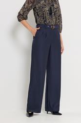 LTS Tall Women's Navy Blue Wide Leg Belted Trousers | Long Tall Sally 1