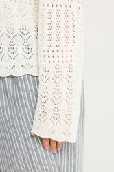 YOURS Plus Size Ivory White Pointelle Knitted Cardigan | Yours Clothing 5
