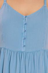 YOURS Plus Size Blue Chambray Strappy Midi Sundress | Yours Clothing 4