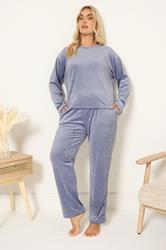 YOURS Plus Size Blue Super Luxe Pyjama Set | Yours Clothing 3