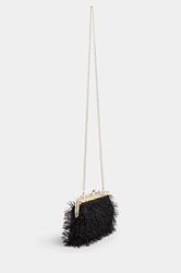 Black Eyelash Clutch Bag | Yours Clothing 5