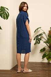M&Co Navy Blue Relaxed Linen Shirt Dress | M&Co 2
