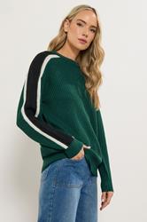 LTS Tall Green Sleeve Stripe Knitted Jumper | Long Tall Sally 3